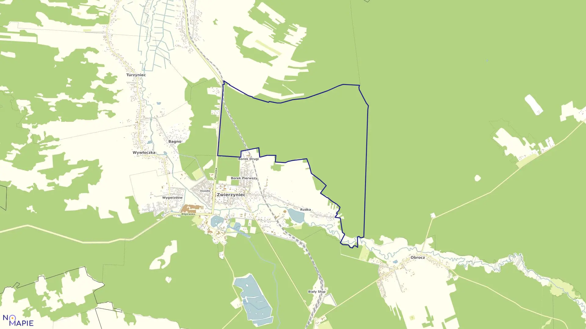 Mapa obrębu Rudka w gminie Zwierzyniec